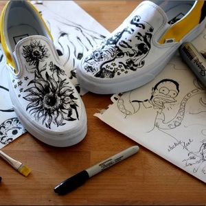 Customized White Vans (SOLD)